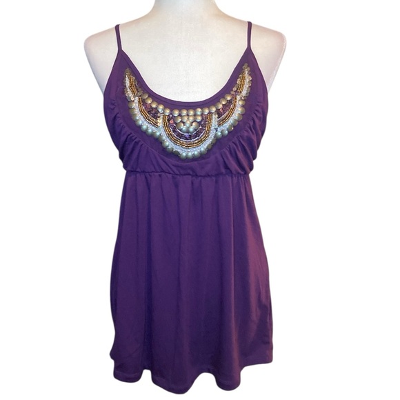Belle Du Jour Purple Embellished Camisole - Picture 1 of 3